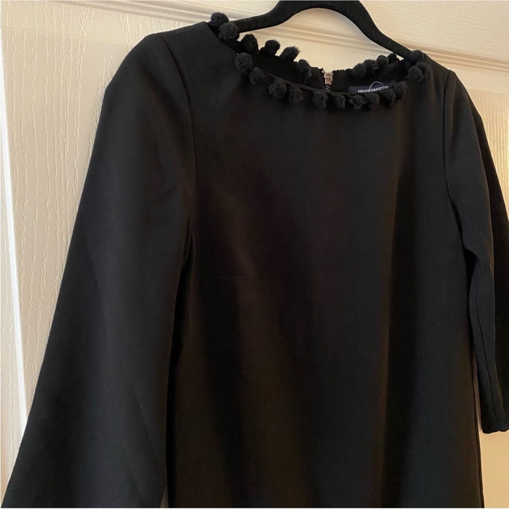FRENCH CONNECTION Arrow Crepe Pom Pom Tunic Dress in Black - 0 - Picture 10 of 14